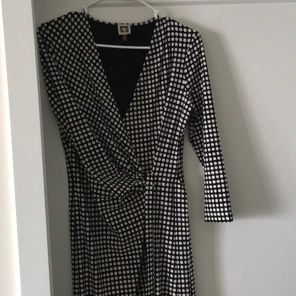 Anne Klein Black and White Polka Dot Midi Dress